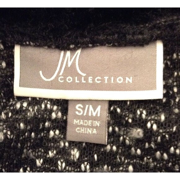 Penny Lane Faux Fur Sweater Cardigan Wn S/M Black White Langenlook Artisan Boho - Picture 10 of 12